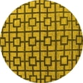 thumbnail image 1 of Ahgly Company Machine Washable Indoor Round Oriental Yellow Modern Area Rugs, 5' Round, 1 of 4