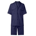 thumbnail image 4 of Kmbangi Ensemble de Shorts pour Hommes Chemise à Manches Courtes avec Shorts à Taille Élastique Tenue Décontractée d'Été, 4 of 8