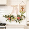 thumbnail image 5 of HuiXinOu Artificial Floral Wreath for Spring Easter Door Decor, Faux Flower Window Hanging Garland for Home, Indoor Outdoor Seasonal Decoration, 18 Inch, 5 of 6