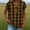 Brown, variant on Short Sleeve Button Down Shirts for Women Gingham Plaid Tops V Neck Casual Loose Blouse