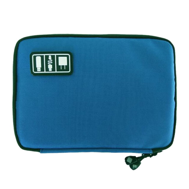 Bolsa de almacenamiento de cables USB impermeable de 2 capas, organizador electrónico, estuche para dispositivos digitales (azul real)