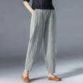 thumbnail image 2 of GZWYHT Summer Pants,Petite Pants,Women's New Casual Loose Large Solid Color Slimming Nine Point Pants,High Waisted Pants,Pants for Women,Plus Size Pants,Grey,XXL, 2 of 4