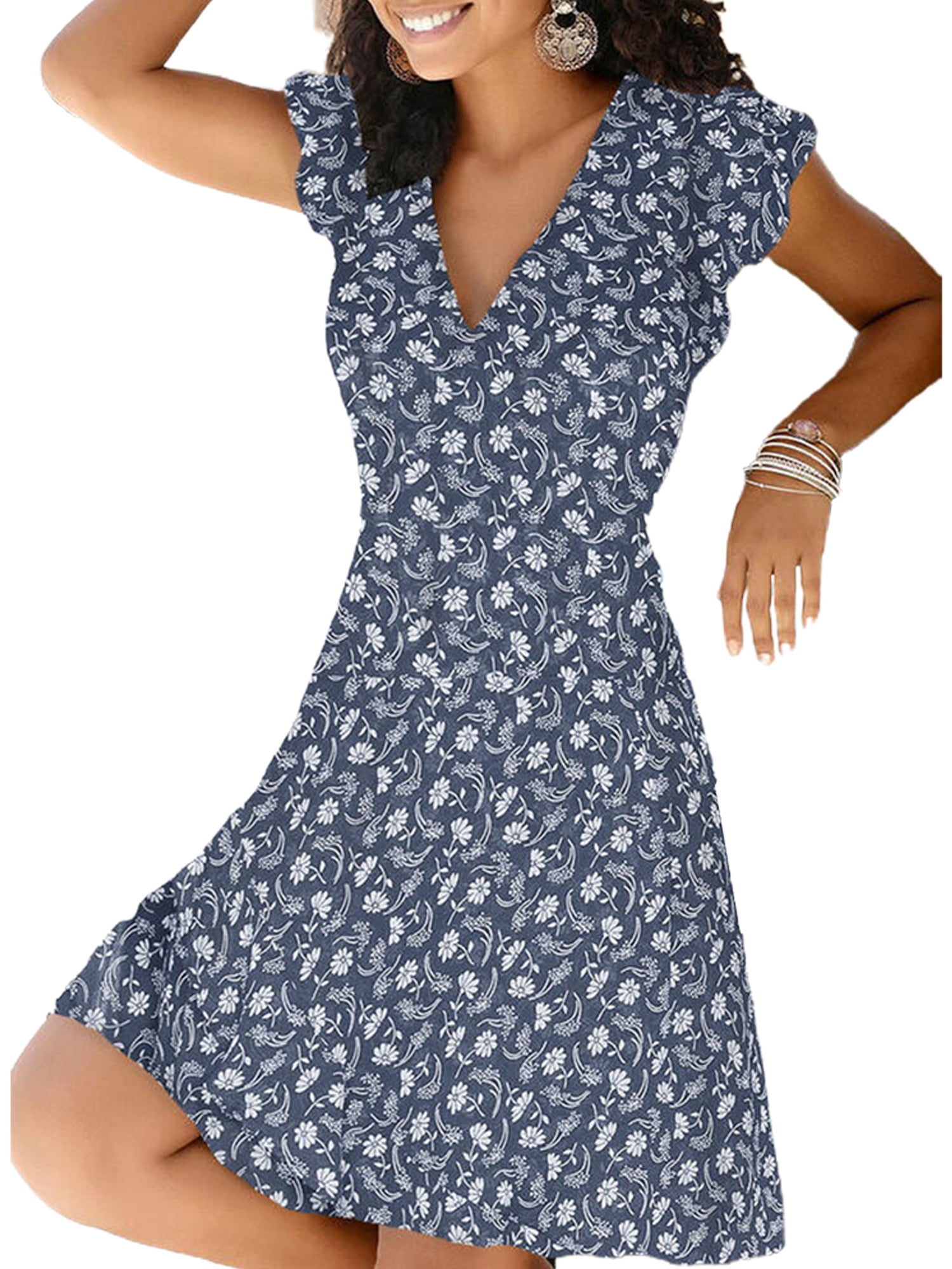 v neck casual dress