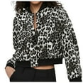 thumbnail image 2 of Womens Leopard Jacket 2024 Fall Winter Long Sleeve Stand Collar Shacket With Side Pocket Lightweight Coat, 2 of 4