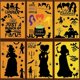 thumbnail image 3 of 91 PCS Halloween Window Clings Decorations Witches Character Window Stickers Decals Black Witches Bat Spider Cat Pumpkin 9 Sheets, 3 of 4