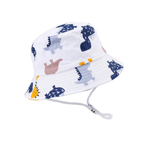 TELOLY Baby Hat,Adorable Dinosaur Print Newborn Sun Hat,Outdoor Protection Adjustable Infant Sun Hat with Strap
