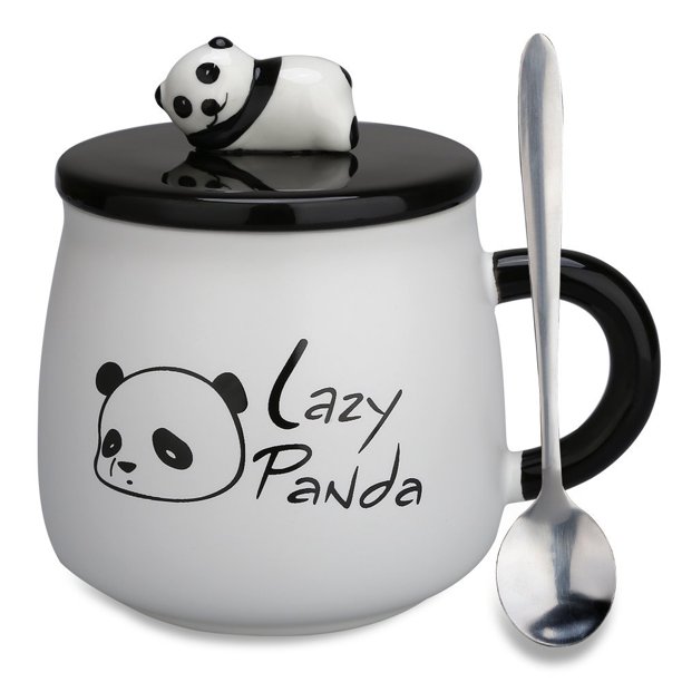 Lovely Cute 3d Panda Ceramic Coffee Mug Milk Tea Cup With Funny Lid And Stainless Steel Spoon Perfect Novelty Gift For Mom Girls Girlfriend Wife Panda Lovers Walmart Com Walmart Com