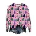 thumbnail image 5 of larppty Women's Ugly Christmas Sweaters Cute Christmas Tree Long Sleeve Crewneck Sweatshirts Casual Oversized Pullover Tops （Hot Pink, XXL）, 5 of 6