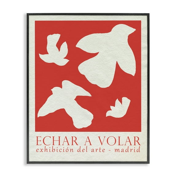 Stupell Industries Classic Exhibition Red Birds Typography Painting Black Framed Art Print Wall Art, 11 x 14