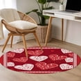 thumbnail image 5 of Round Area Rug 3ft, Retro Valentine's Day Textured Love Heart Non-Shedding Washable Area Rug, Romantic Red Non Slip Low-Profile Circle Rugs for Living Room, Bedroom Dining Room, 5 of 9