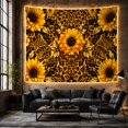 thumbnail image 6 of Golden Sunflowers Around Leopard Spots and Striped Leaves, Dramatic Boho for Flower Lovers, Botanical Wall Art, New Home Gift, Tapestry Wall Hanging for Living Room and Studio, 6 of 7