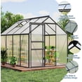 thumbnail image 6 of All-Season Polycarbonate Walk-In Greenhouse 6x8 FT – Durable Aluminum Frame, Sliding Door, Adjustable Roof Vent, Rain Gutter – Ideal for Outdoor Garden, Patio, Backyard – 8-Black, 6 of 14