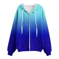 thumbnail image 5 of Front Zip Hoodies for Women Oversized Gradient Colorblock Hooded Zipper Sweatshirt Jacket Y2k Fall Coat Outerwear (L, Blue), 5 of 5