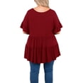 thumbnail image 4 of Plus Size Women Short Sleeved High Waist Casual Shirt Loose Solid Tops, 4 of 4