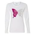 thumbnail image 2 of Wild Bobby Being Strong Is The Only Option We Have Butterfly Breast Cancer Awareness Women Graphic Long Sleeve Tee, White, XX-Large, 2 of 6