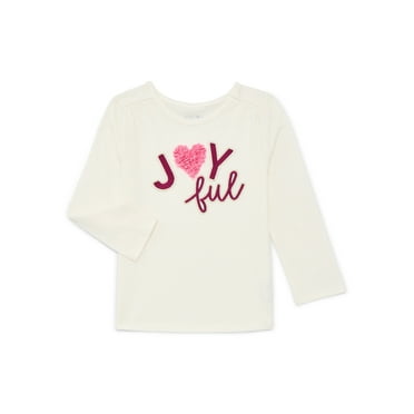 Garanimals Toddler Girls Holiday Gathered Shoulder Tee with Long Sleeves, Sizes 18M-5T