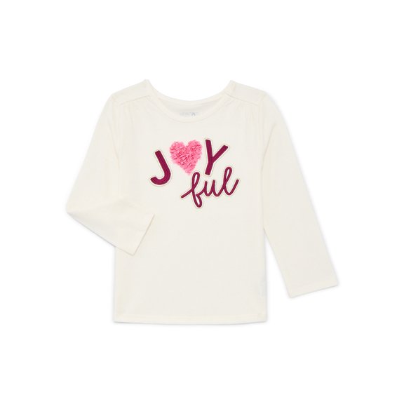 Garanimals Toddler Girls Holiday Gathered Shoulder Tee with Long Sleeves, Sizes 18M-5T
