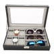 thumbnail image 3 of Cajas Para Relojes Caja De Almacenamiento De Gafas Estuche De Cuero De PU Para Gafas Estuche Organizador De Relojes Con Tapa Transparente, 6+3 Rejillas Caja De Almacenamiento, 3 of 7