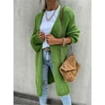 thumbnail image 6 of Women's Neck Cardigan Sweater Chunky Solid Casual Long Sweater Coat Open Front Knitwear Fashion Winter Coats, 6 of 13