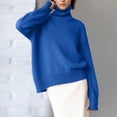 thumbnail image 2 of Sweaters for Women, High Neck Sweaters for Women, Solid Color Ribbed Knit, Lightweight Pullover for Comfort, 2 of 5