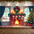 thumbnail image 6 of Festive Design Christmas Banner Holiday Decoration Winter Theme Stocking Decoration Fireplace Garland for Christmas Party Indoor Decoration Holiday Celebration, 6 of 9