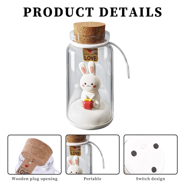 Luz De Noche De Botella De Deriva De Conejo USB LED Rabbit Drift Bottle Night Light 500mAh 3 engranajes regulable adornos decoración