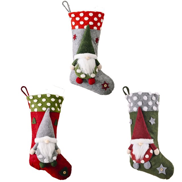 Medias Navideñas, Medias Grandes De Navidad, Gnomos 3D, Medias Navideñas De Papá Noel, Adorno Para Decoración Navideña Familiar 3 Uds. Sweethay HA038387-00