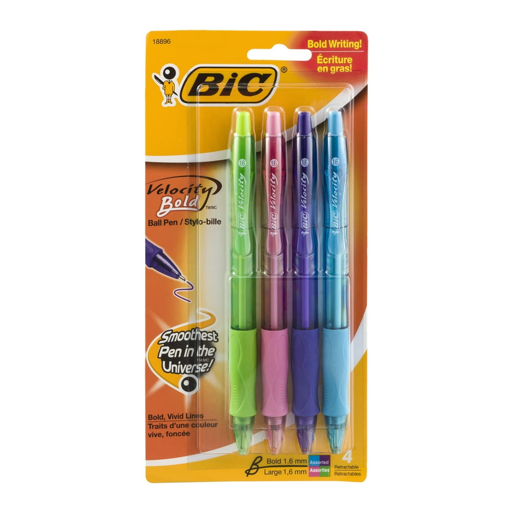 BIC VELOCITY BOLD BALL PENS 4CT ASSORTED