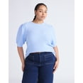 thumbnail image 2 of Free Assembly Women’s and Women's Plus Textured Sweater Tee with Puff Sleeves, Lightweight, Sizes XS-4X, 2 of 6