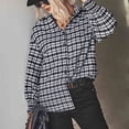 thumbnail image 2 of Camisa Casual De Señora, Camisa A Cuadros De Manga Larga Con Cuello Vuelto De Poliéster Para La Escuela ANGGREK Negro S, 2 of 8