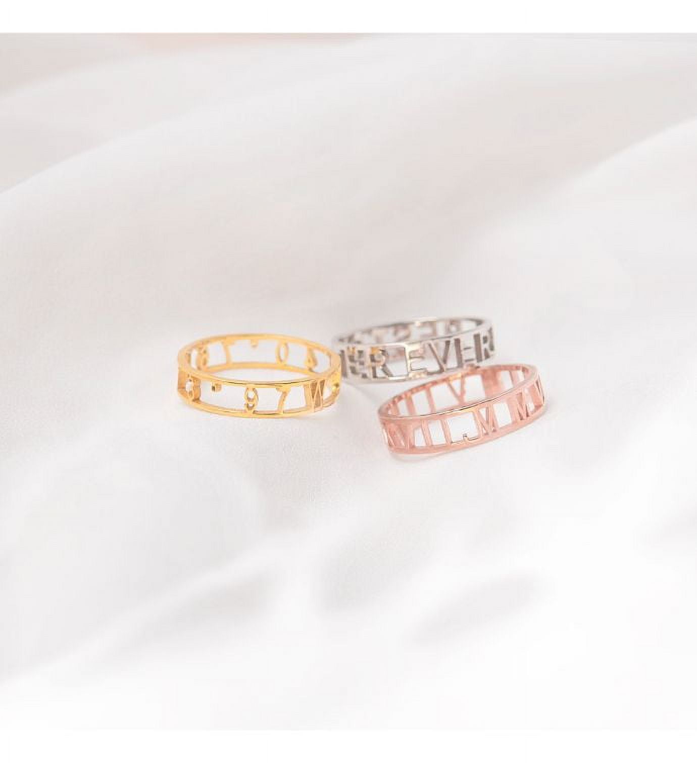 Anavia - Dainty Gold Ring - Coordinate Ring Custom - Stacking Ring -Anniversary Ring - Roman Numerals Ring - Personalized Rings for Women