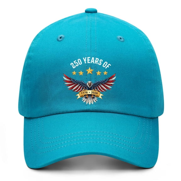 250 Years America Anniversary Greenish-blue Baseball Cap Featuring Patriotic Printed Graphics and Adjustable Design for Men Women Adults