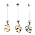 thumbnail image 2 of Maternity Belly Button Ring with Little Cute Foot Design and Cubic Zirconia 14g, 2 of 7