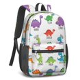 thumbnail image 2 of Dinosaur and Text White Pattern 17" Waterproof Oxford School Backpacks for Teens, S-Shape Padded Straps, for School, Travel, Hiking, Camping, 2 of 5