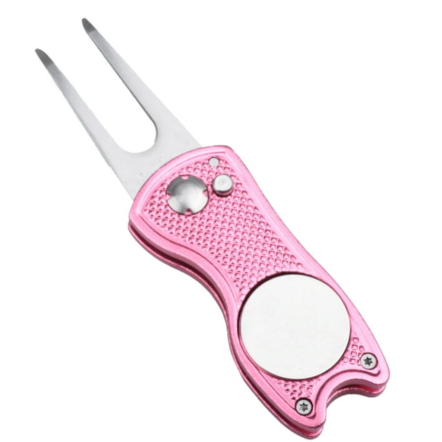 Outil de Réparation de Divot de Golf Pliable en Métal avec Marqueur de Balle de Golf Rose