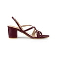 thumbnail image 3 of BLISSFUL STEP Women's Solid Color Strappy Slingback Block High Heels Sandals Burgundy 8, 3 of 7