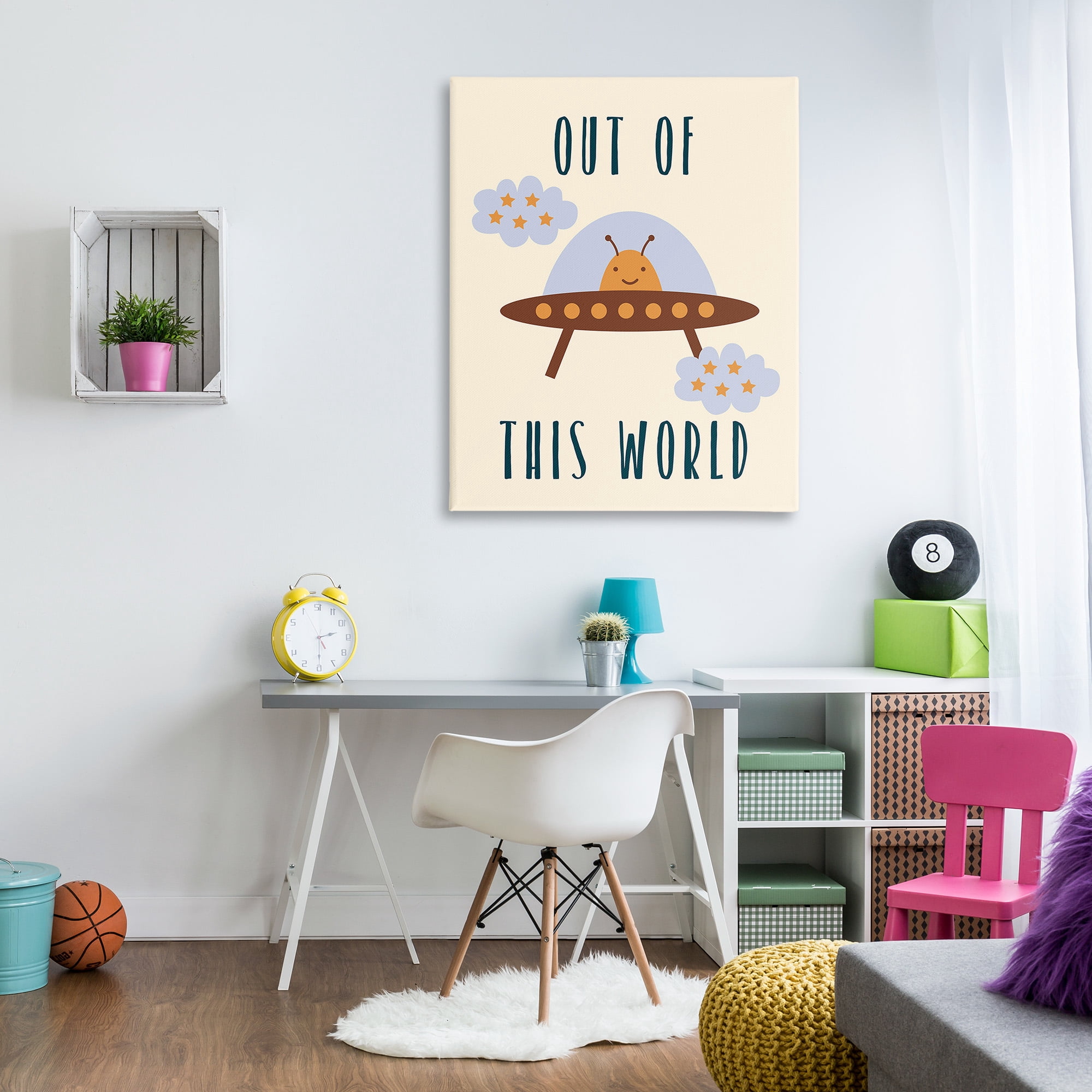 Stupell Industries Alien Spaceship Phrase Fairy Tales & Fantasy Painting Gallery Wrapped Canvas Art Print Wall Art, 36 x 48