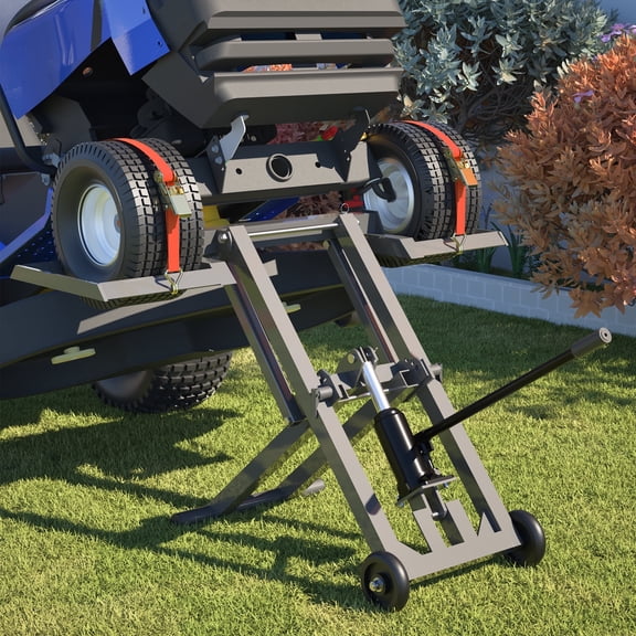 Jaxilyn 500lb Hydraulic Lawn Mower Lift Jack with 2 Ratchet Belts for Zero Turn Riding Mowers Tractors Maintenance Repair