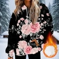 thumbnail image 2 of SwiftWear Women's Stars/Polka Dots/Floral/Striped Fleece-Lined Casual Hoodie - Drop Shoulder Hooded Pullover Sweatshirt with Front Pocket, Cozy Streetwear for Winter Fall Pink, 2 of 5
