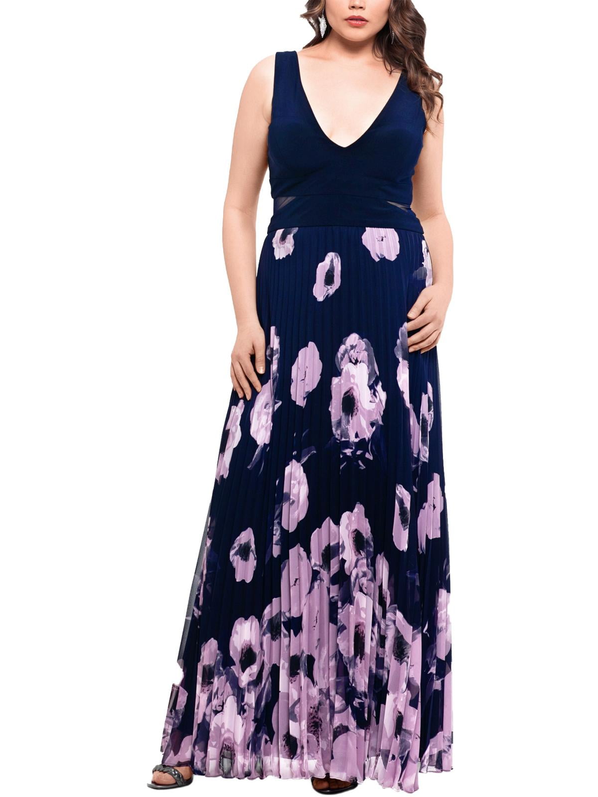 X by Xscape Womens Plus Floral Pleated Maxi Dress - Walmart.com