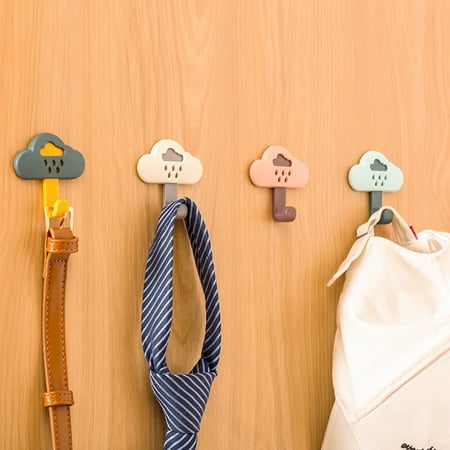 

Bcloud 4Pcs/Set Hanging Hook Punch-free Load Bearing Rain Cloud Pattern Self Adhesive Hanger Hook for Home