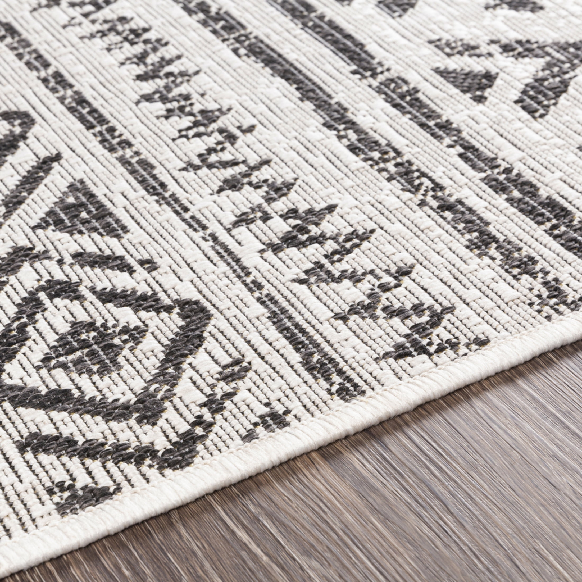 Livabliss Outdoor Rugs, 3x12 Eagean Global Black Runner Area Rug for Patio, Porch, Deck, Backyard, Waterproof Indoor Outdoor Carpet (2'8" x 12' Runner)