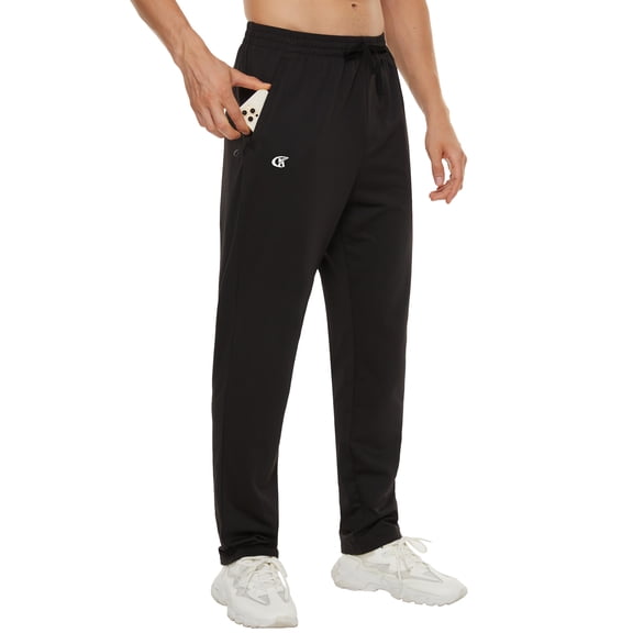 Men's Running Pants Lightweight Joggers Athletic Pants with Zipper Pockets Black L