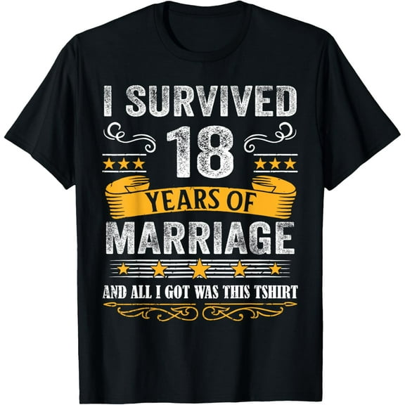 18th Wedding Anniversary shirt Couples Husband Wife 18 Years T-Shirt