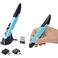 thumbnail image 1 of Ratón inalámbrico de 2,4 GHz con bolígrafo de bolsillo, ratón ergonómico de DPI ajustable, con dos adaptadores (azul), 1 of 5