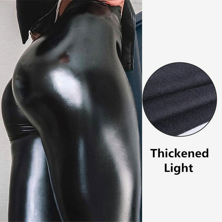 Faux Leather Trousers for Women Sexy Wet Look Leggings Drawstring Punk Rock  Outfits Night Out Party Clubwear Pants