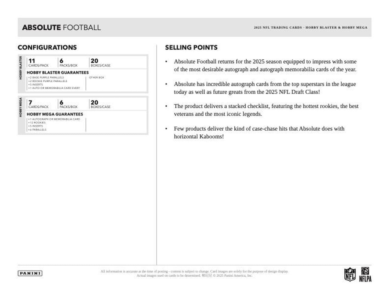 Panini 2025 Absolute Football Hobby Mega Box