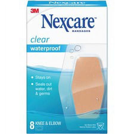 Nexcare Waterproof Bandages - Knee and Elbow - 8/Pack - 2.38" x 3.50" - 64/Box - Clear | Bundle of 5