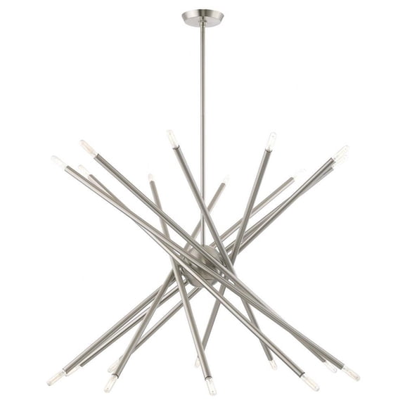 Industrial Farmhouse Twenty Light Chandelier-Brushed Nickel Finish Bailey Street Home 218-Bel-4188752