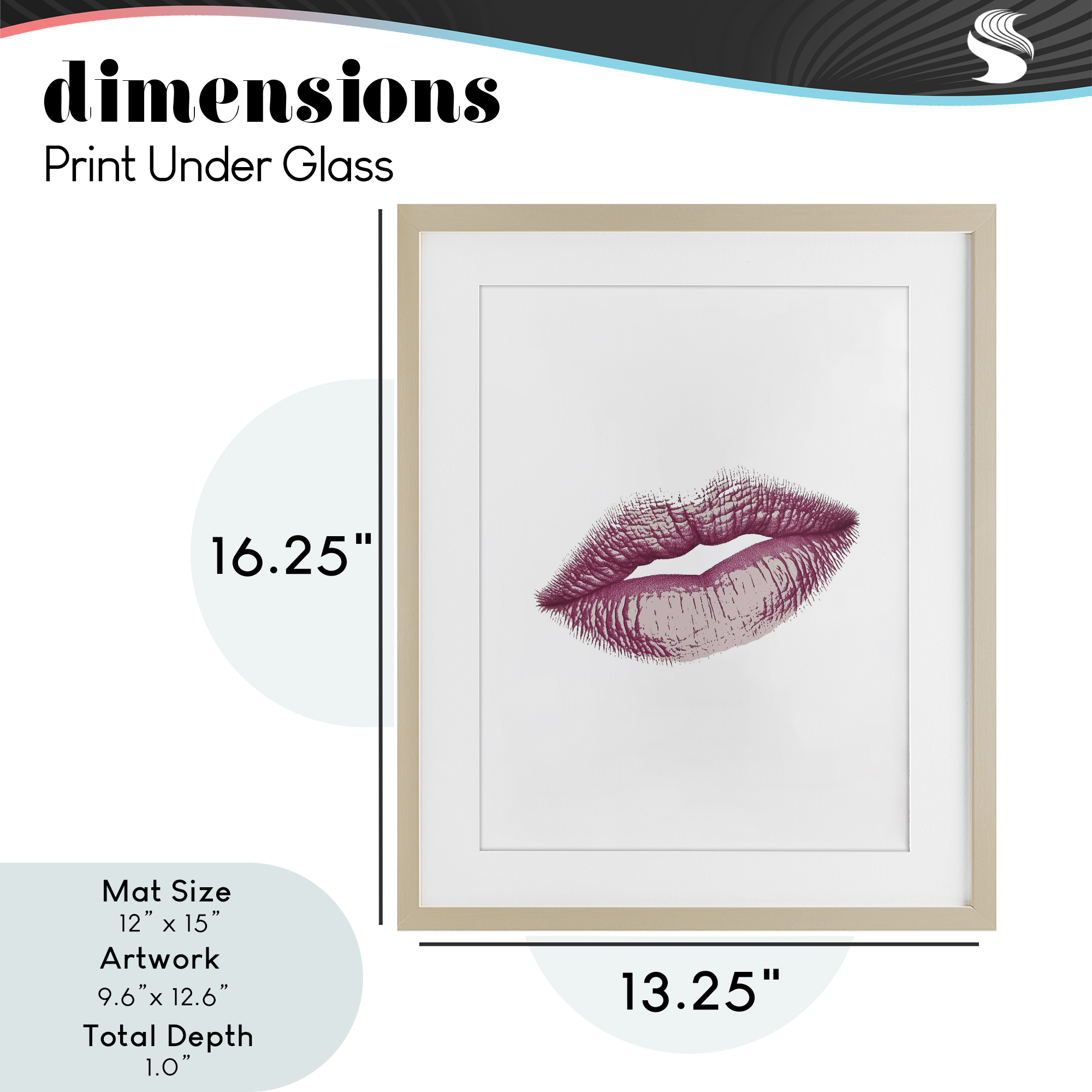 Feminine Pink Lips Glam Birch Framed Print Under Glass, design by Christine Simpson Art